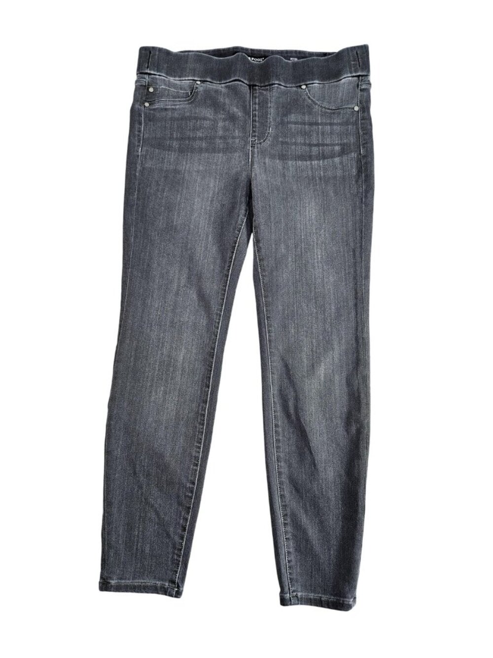 Liverpool The Skinny Pull On‎ Jeans Womens 10P Charcoal Wash Mid Rise Stretch